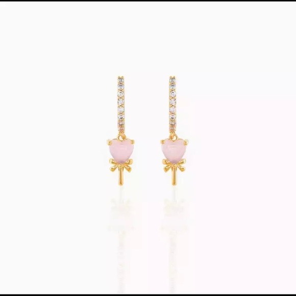 Gold Heart Hoop Earrings - Picture 1 of 2